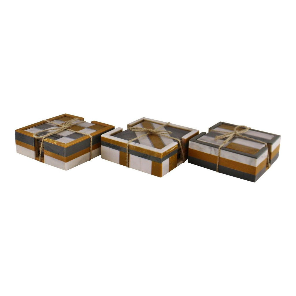 Set of 4 Square, Resin Coasters, Abstract Design - Shades 4 Seasons