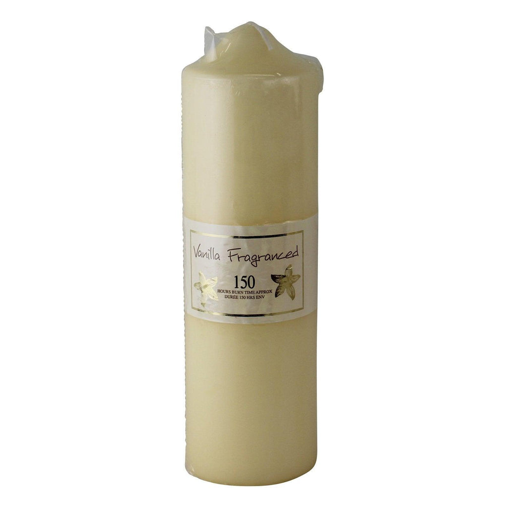 Vanilla Fragranced Pillar Candle, 150hr Burn Time - Shades 4 Seasons