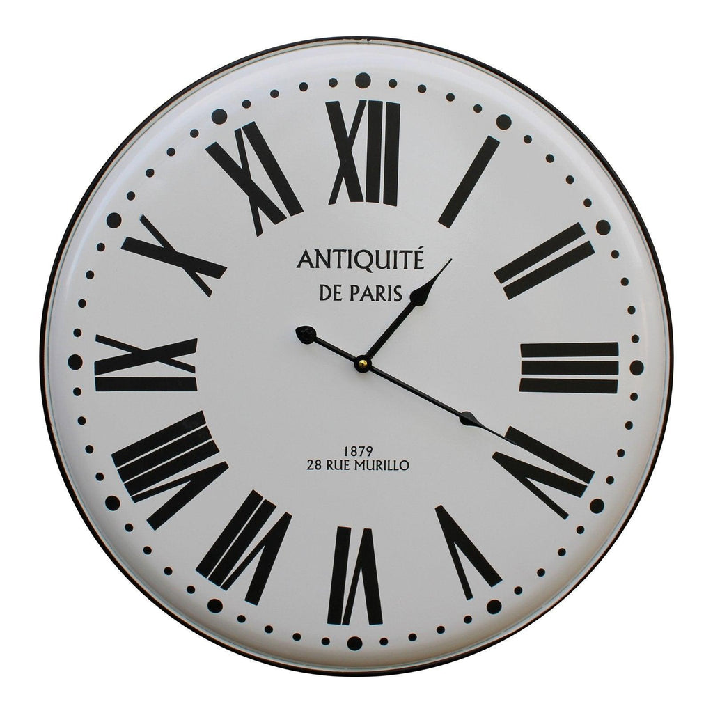 Vintage French Style White Metal Clock, 62cm - Shades 4 Seasons