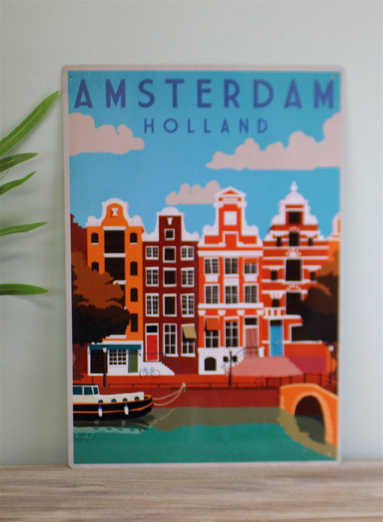 Vintage Metal Sign - Retro Advertising - Amsterdam Travel - Shades 4 Seasons
