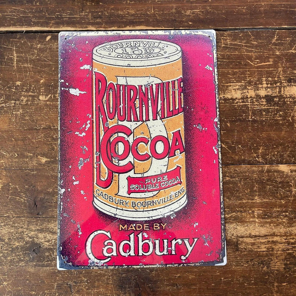 Vintage Metal Sign - Retro Advertising Cadbury Bournville Cocoa - Shades 4 Seasons