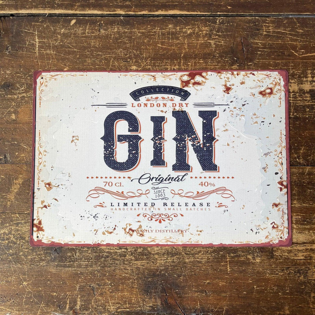 Vintage Metal Sign - Retro Advertising London Dry Gin - Shades 4 Seasons