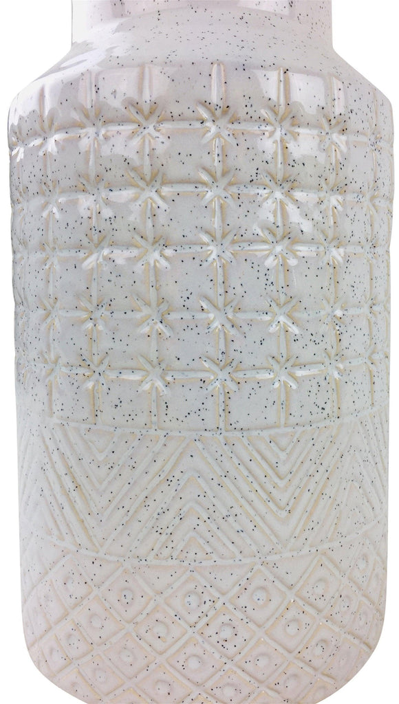 White Star Textured Stoneware Vase 30cm - Shades 4 Seasons