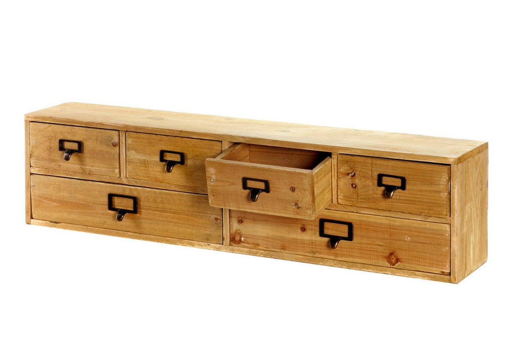 Wide 6 Drawers Wood Storage Organizer 80 x 15 x 20 cm - Shades 4 Seasons