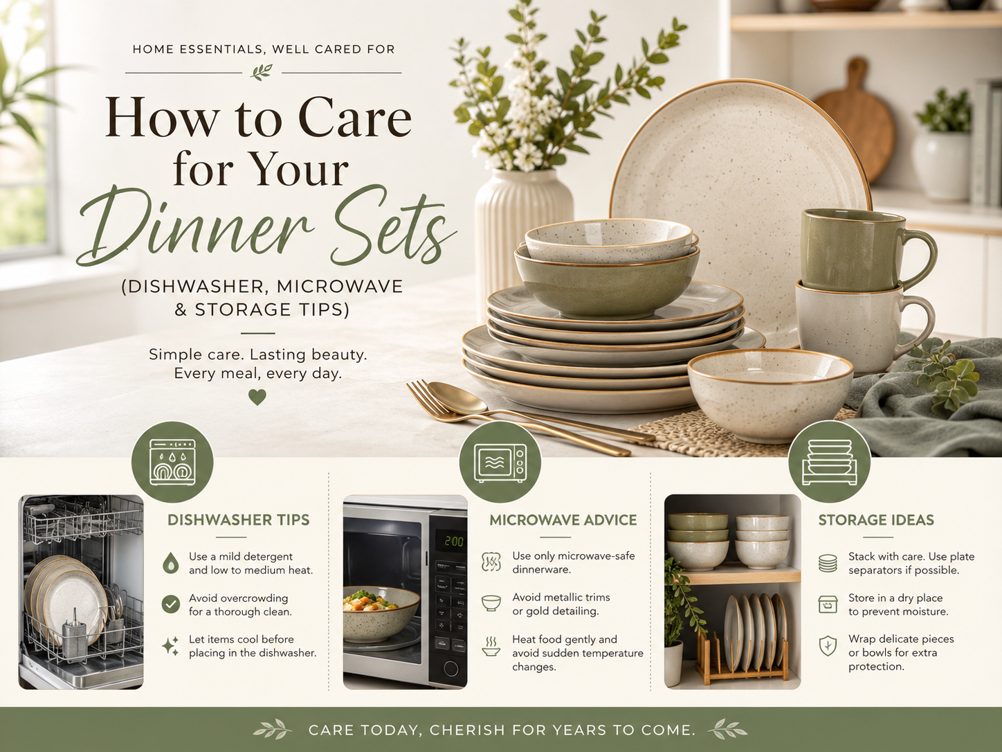 Guide on how to care for your dinner sets with tips on dishwasher, microwave and storage