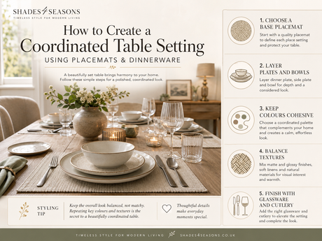 Guide on creating a coordinated table setting using placemats and dinnerware for stylish dining