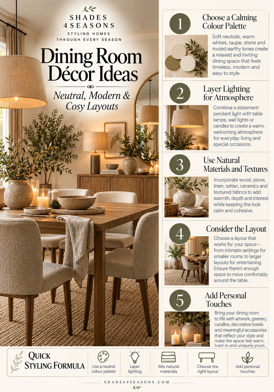 Dining Room Décor Ideas with Neutral Colour Palette and Cosy Layouts for Modern UK Homes