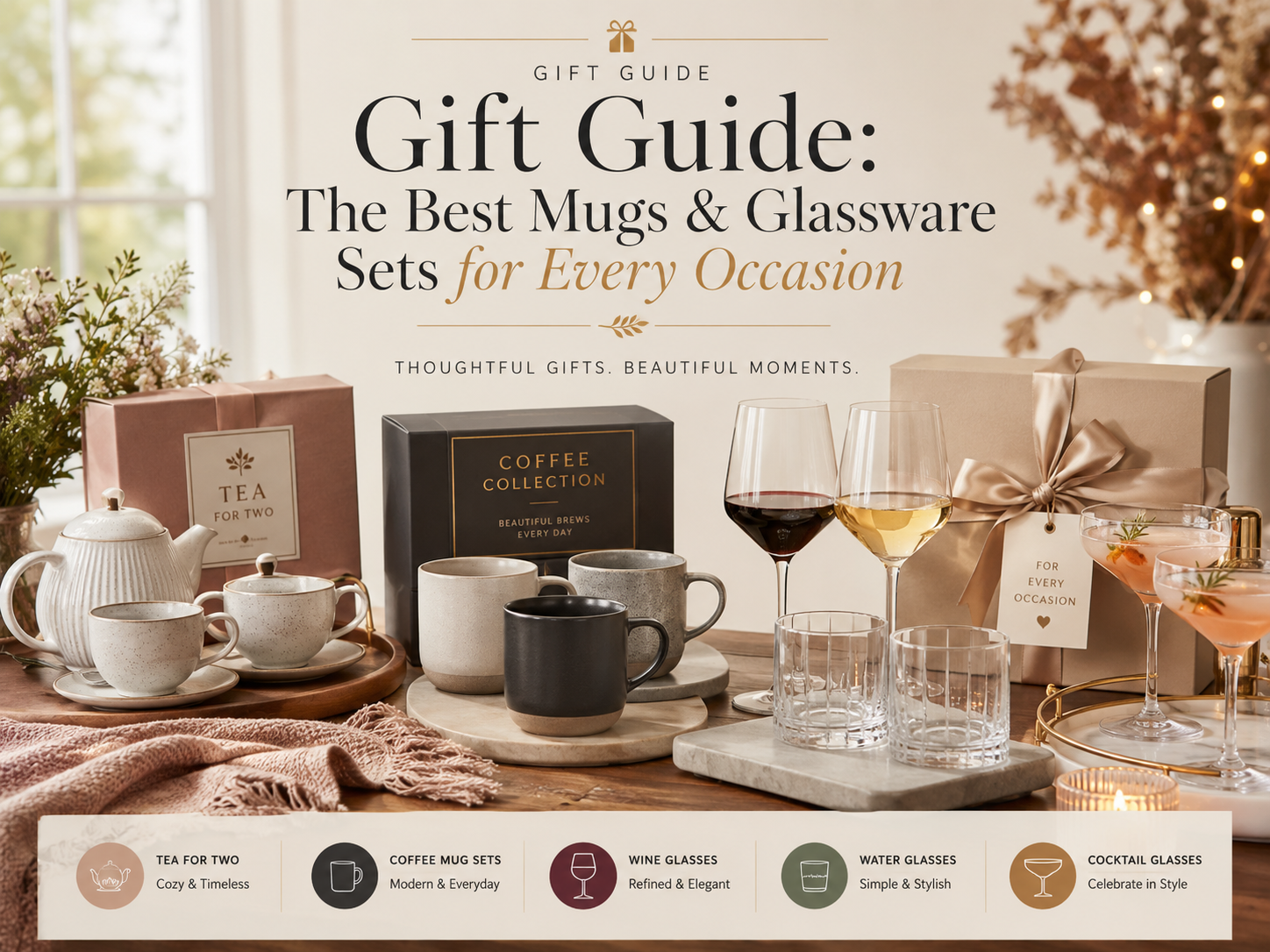 Gift Guide featuring the best mugs and glassware sets for every occasion and thoughtful gifting ideas