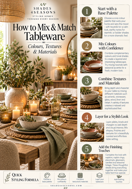 Guide on how to Mix and Match tableware using colours, textures and materials for a stylish dining setup