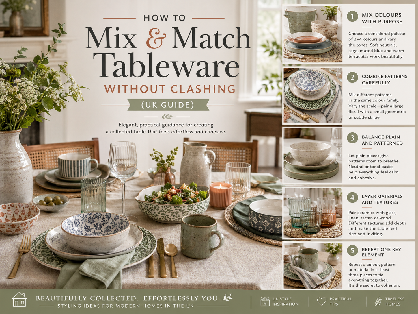 Guide on how to Mix and Match Tableware for a stylish table setting without clashing
