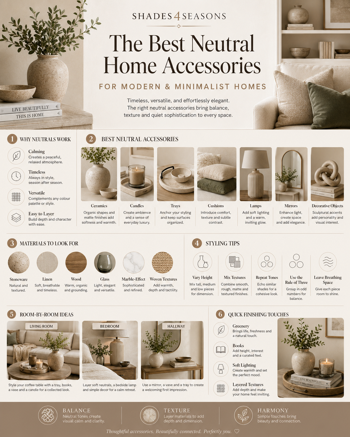 Guide to the Best Neutral Home Accessories for Modern and Minimalist Interiors with Styling Tips