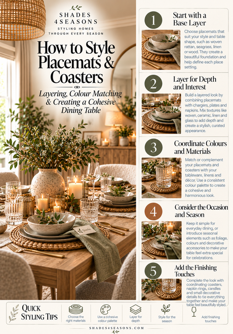 Guide on how to style placemats and coasters for a beautifully layered dining table design