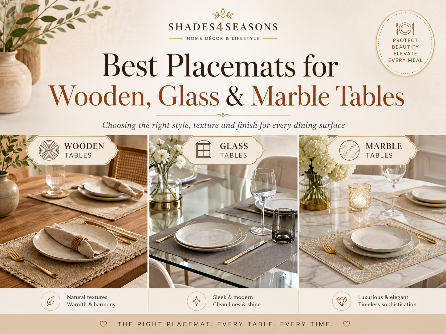 Best Placemats for Wooden, Glass and Marble Tables in Various Styles and Textures
