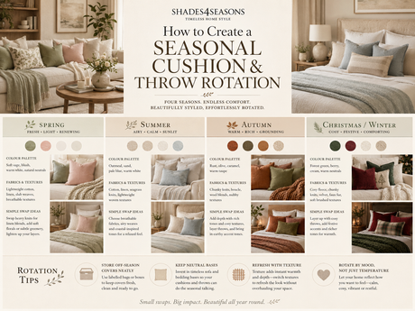 Guide on how to create a seasonal cushion and throw rotation for home decor throughout the year