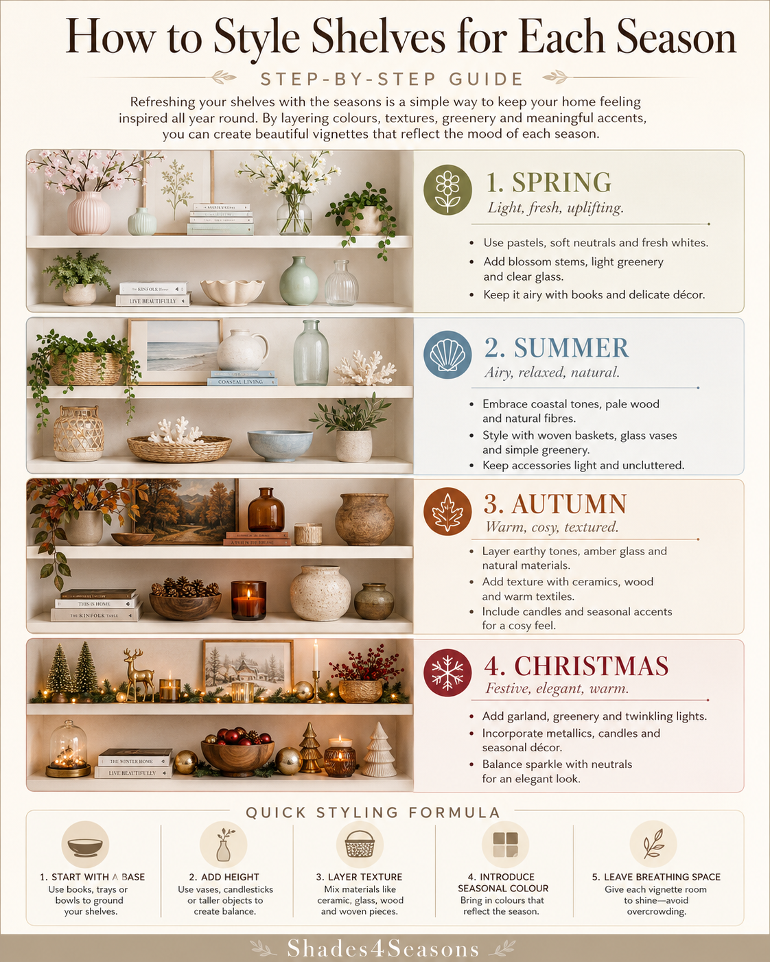 Guide on How to Style Shelves for Each Season with Seasonal Decor Ideas and Tips