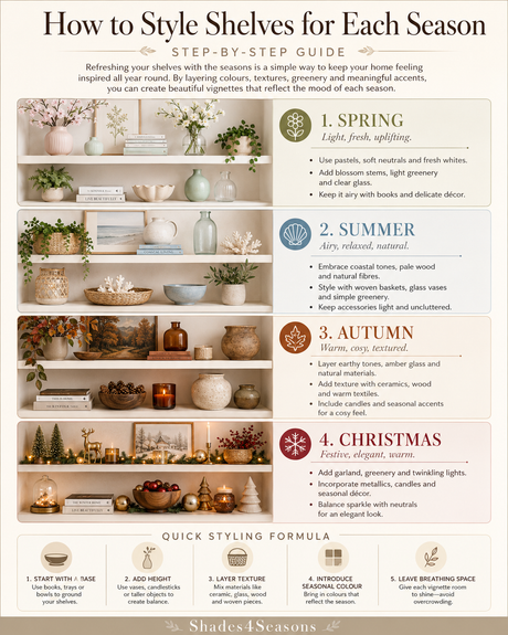 Guide on How to Style Shelves for Each Season with Seasonal Decor Ideas and Tips