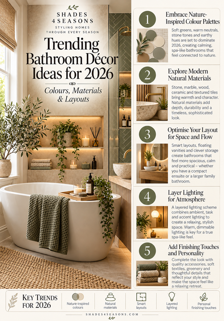 Trending Bathroom Decor Ideas for 2026 with Natural Colours, Materials and Layouts for Modern Spaces