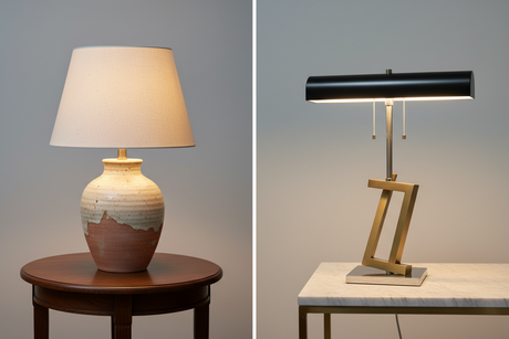 Stylish table lamps in modern designs showcasing unique bases and soft light