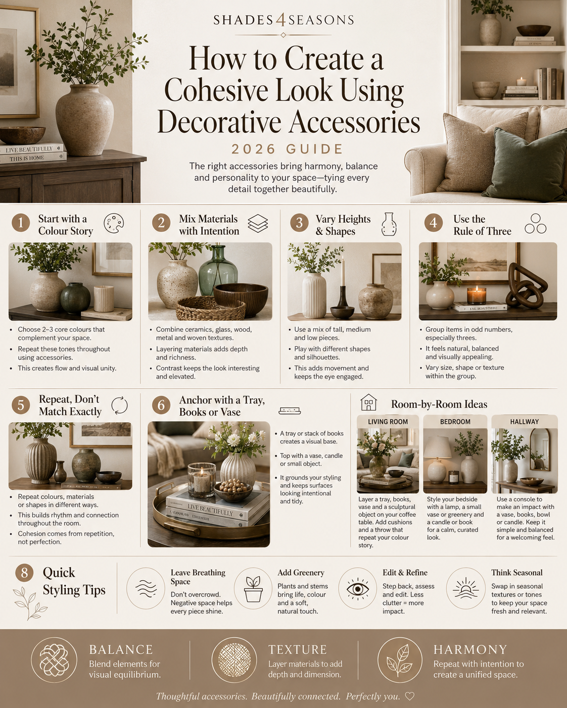 Infographic on Creating a Cohesive Look Using Decorative Accessories in 2026 with styling tips