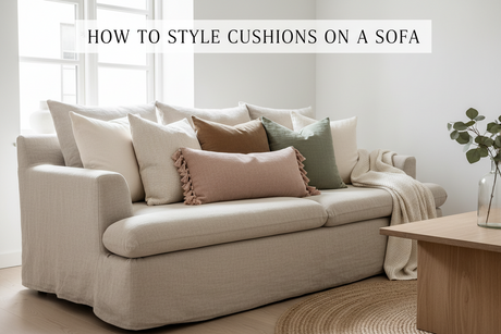How to style cushions on a sofa with various colours and textures for a cosy look
