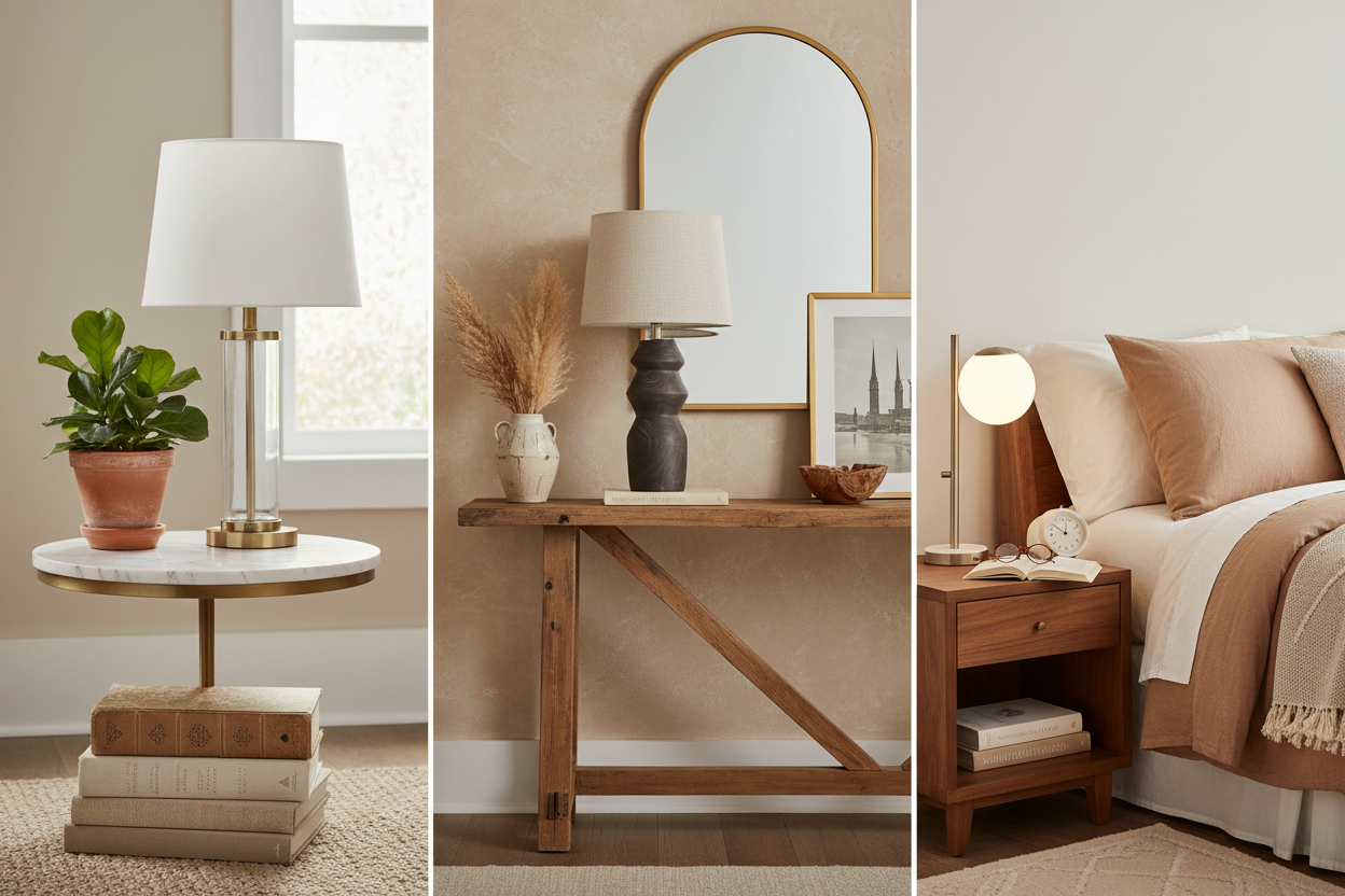 Stylish Table Lamps on a bedside table, console and living room side table for home decor enhancement