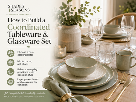 Guide on building a Coordinated Tableware and Glassware Set with tips for colour palette and style
