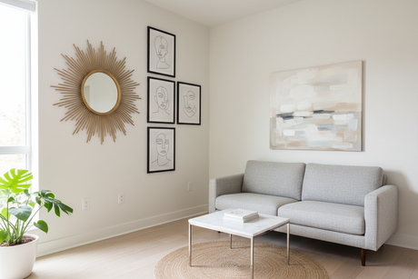 Stylish small room featuring modern Wall Art and minimalist furniture for an inviting atmosphere