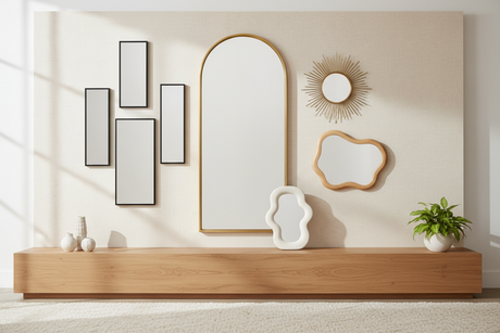 Stylish arrangement of modern mirrors showcasing various shapes and designs for contemporary decor