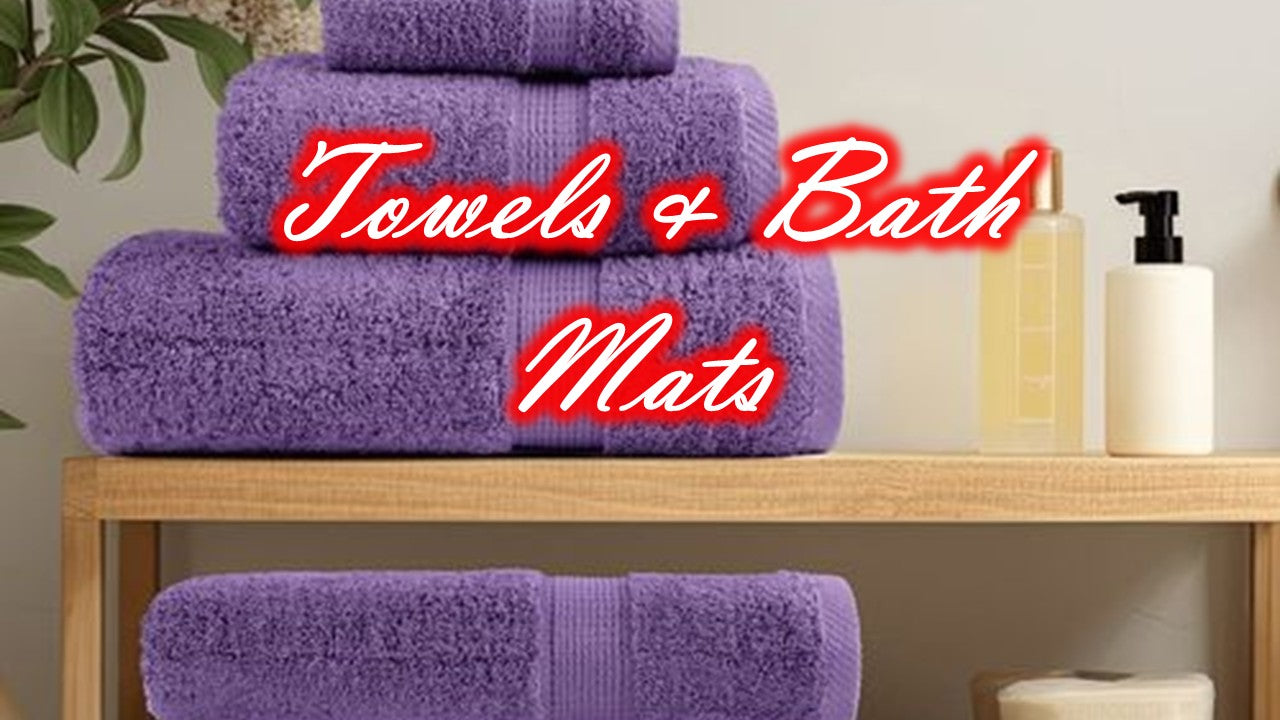 Stylish collection of Towels and Bath Mats in various colours for a refreshing soak in the tub