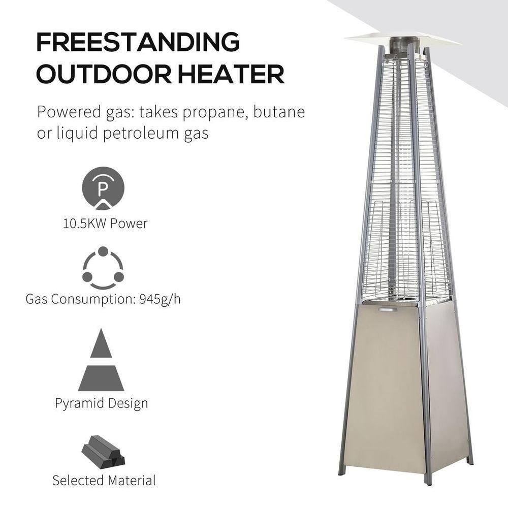 10.5KW Patio Gas Heater Outdoor Pyramid Propanes Heater w/ Cover Outsunny