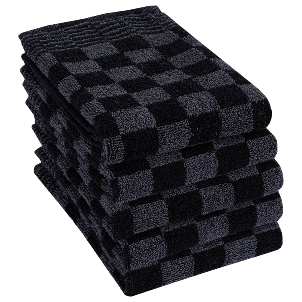 vidaXL 10 Piece Towel Set Black and Grey Cotton vidaXL
