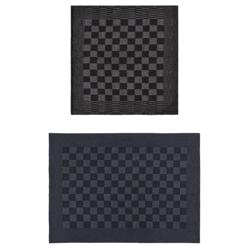 vidaXL 10 Piece Towel Set Black and Grey Cotton vidaXL