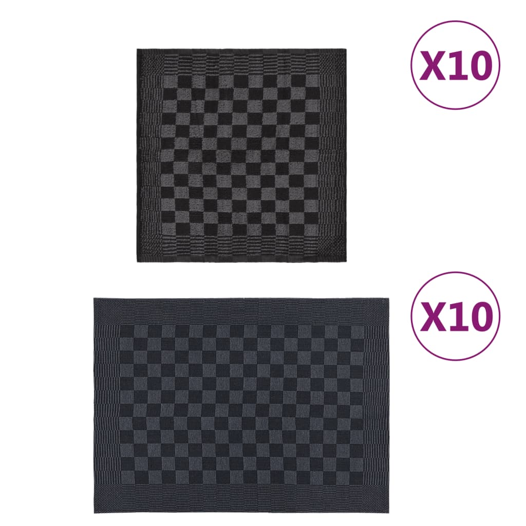 vidaXL 10 Piece Towel Set Black and Grey Cotton black and grey 20 vidaXL