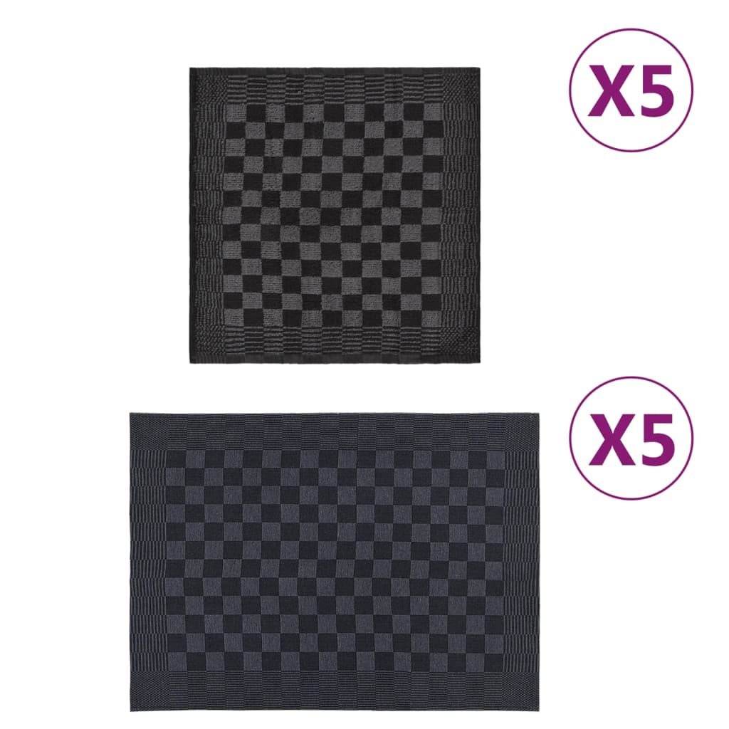 vidaXL 10 Piece Towel Set Black and Grey Cotton vidaXL