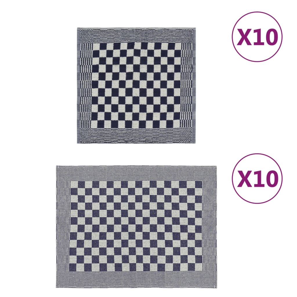 vidaXL 10 Piece Towel Set Black and Grey Cotton blue and white 20 vidaXL
