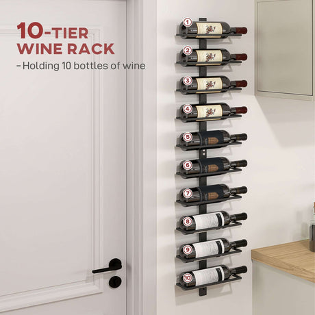 10-Tier Wine Rack by Wise Galleria holding 10 bottles of wine, ideal for space-saving storage