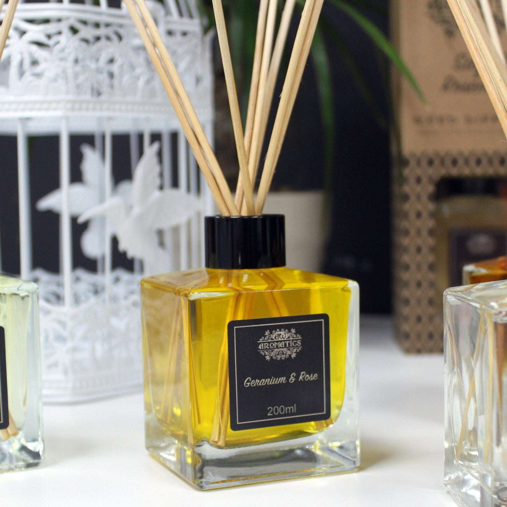 200ml Geranium & Rose Essential Oil Reed Diffuser Shades 4 Seasons