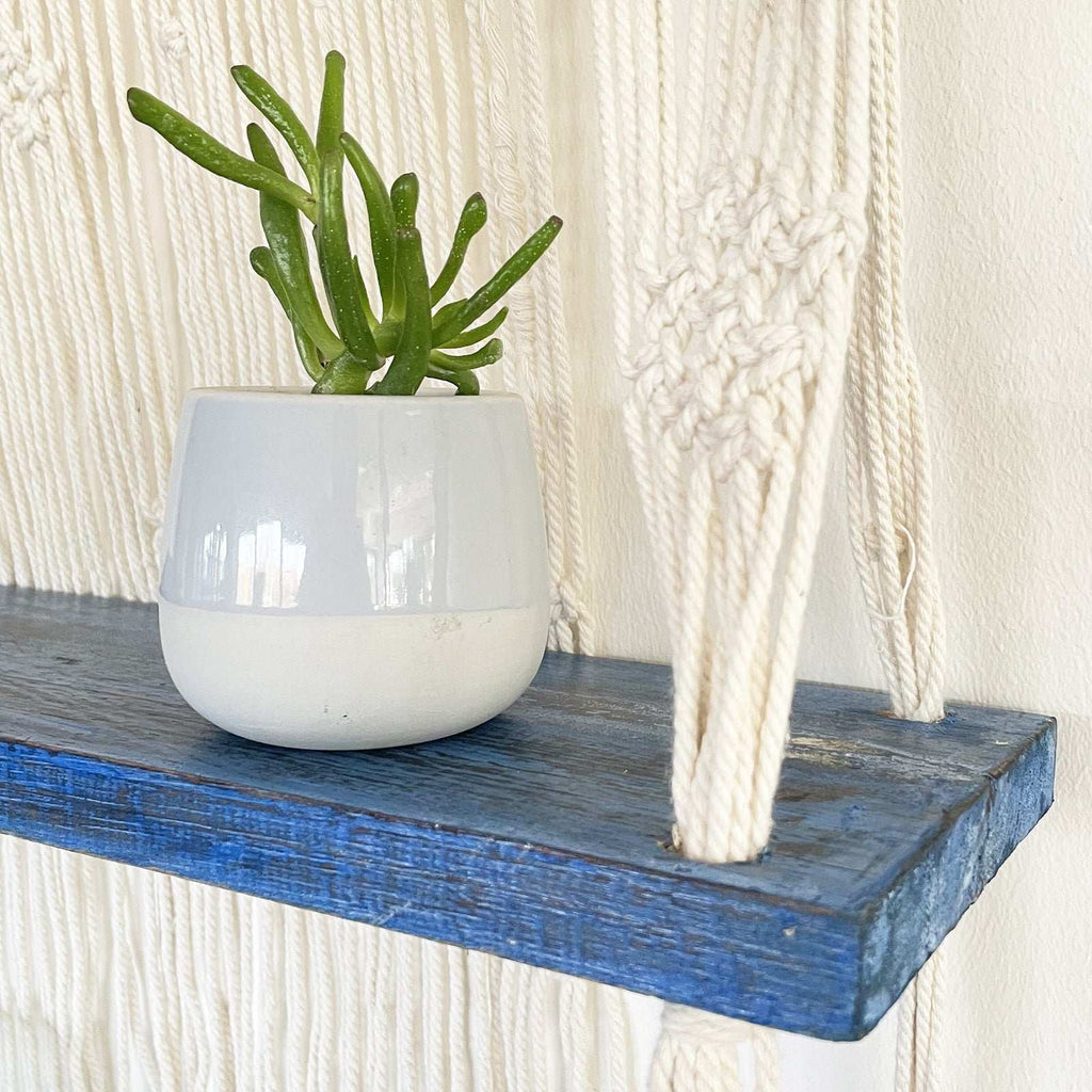 Natural Macrame Hanging Shelves - Blue Shades 4 Seasons