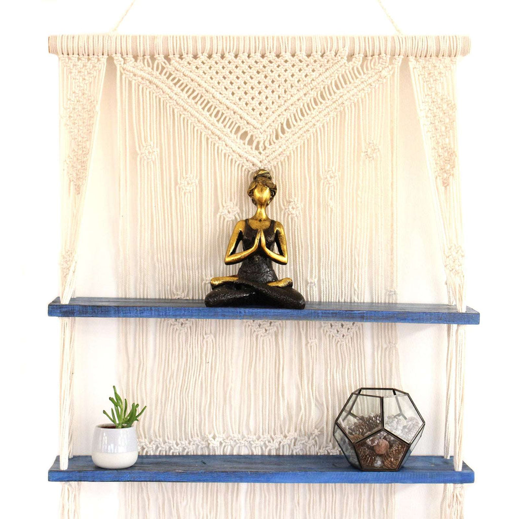 Natural Macrame Hanging Shelves - Blue Shades 4 Seasons