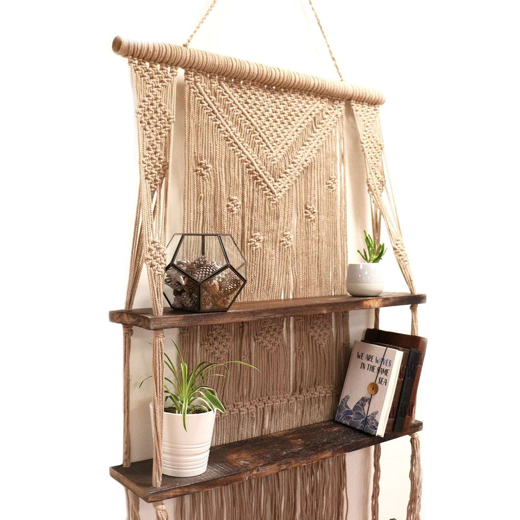 Brown Macrame Hanging Shelves - Brown Shades 4 Seasons