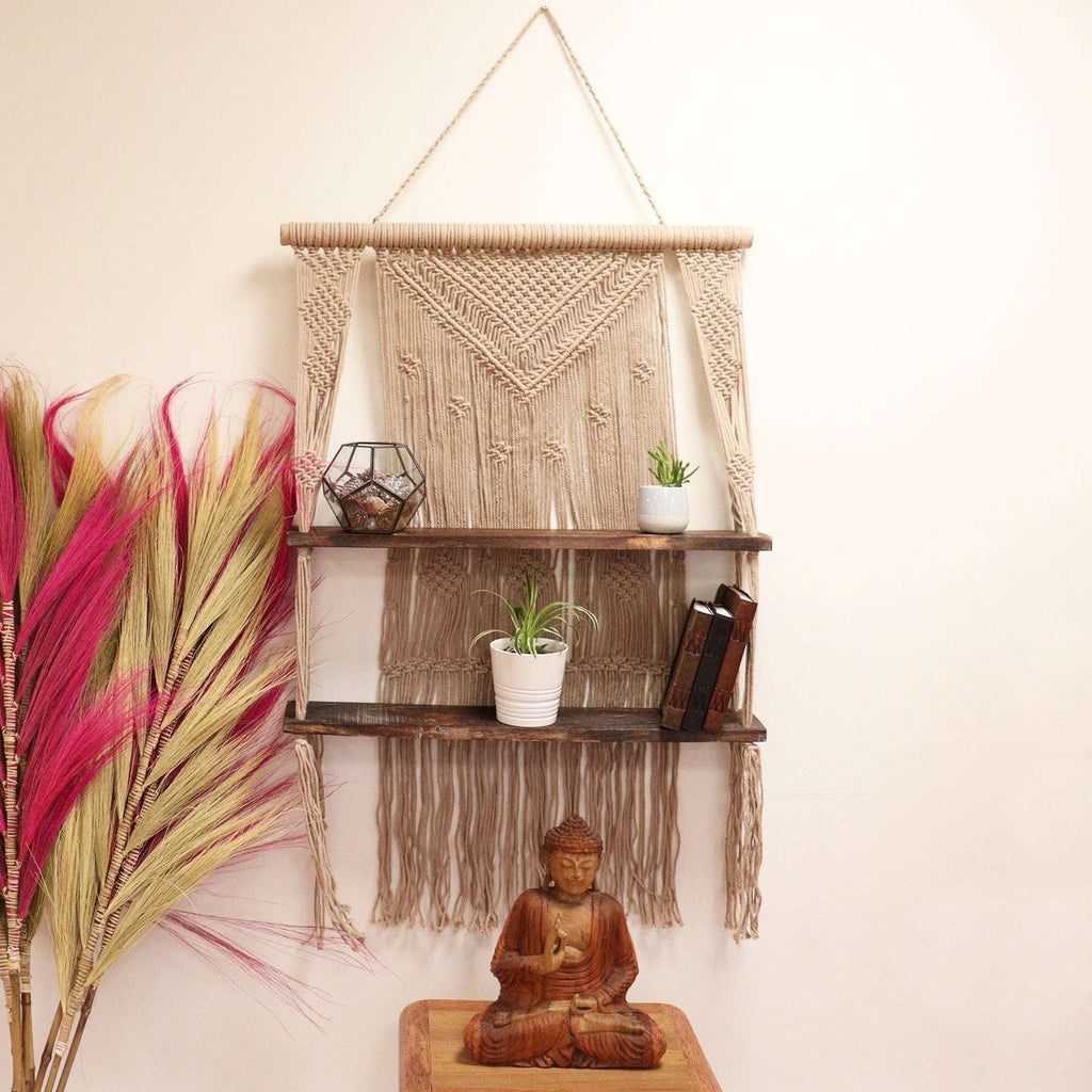 Brown Macrame Hanging Shelves - Brown Shades 4 Seasons