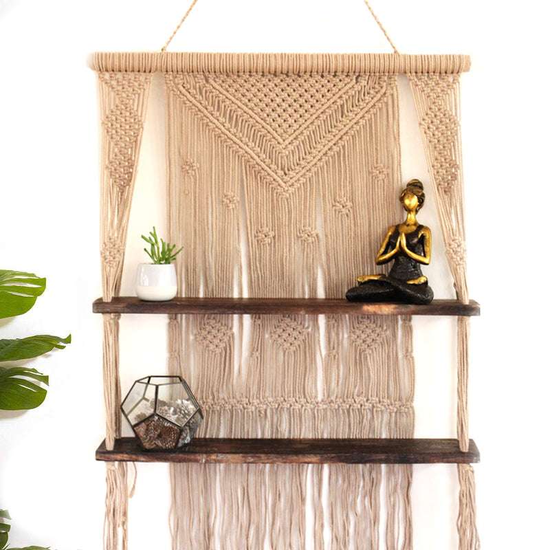 Brown Macrame Hanging Shelves - Brown Shades 4 Seasons