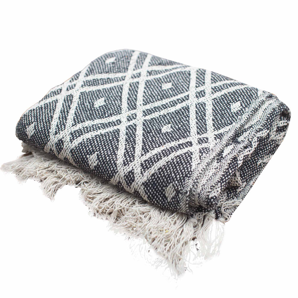 Boho Comfort Throws - 125x150cm - Black & Biege Regency Shades 4 Seasons