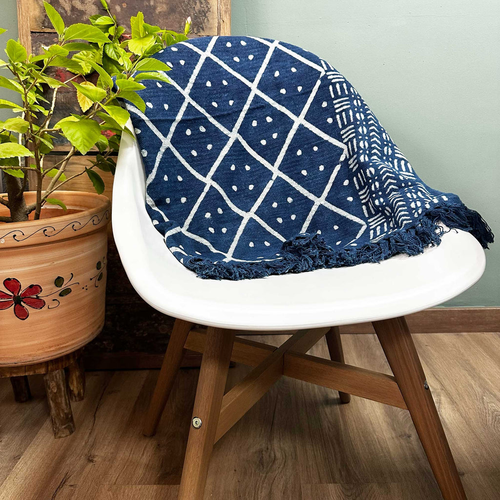 Handmade Indigo Throw - 170x120cm - Midnight Heerak Shades 4 Seasons