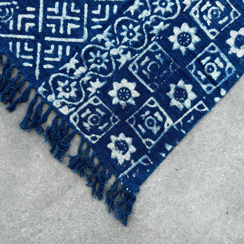 Handmade Indigo Throw - 170x120cm - Desi Stripes Shades 4 Seasons