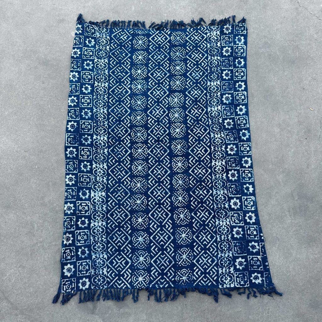 Handmade Indigo Throw - 170x120cm - Desi Stripes Shades 4 Seasons