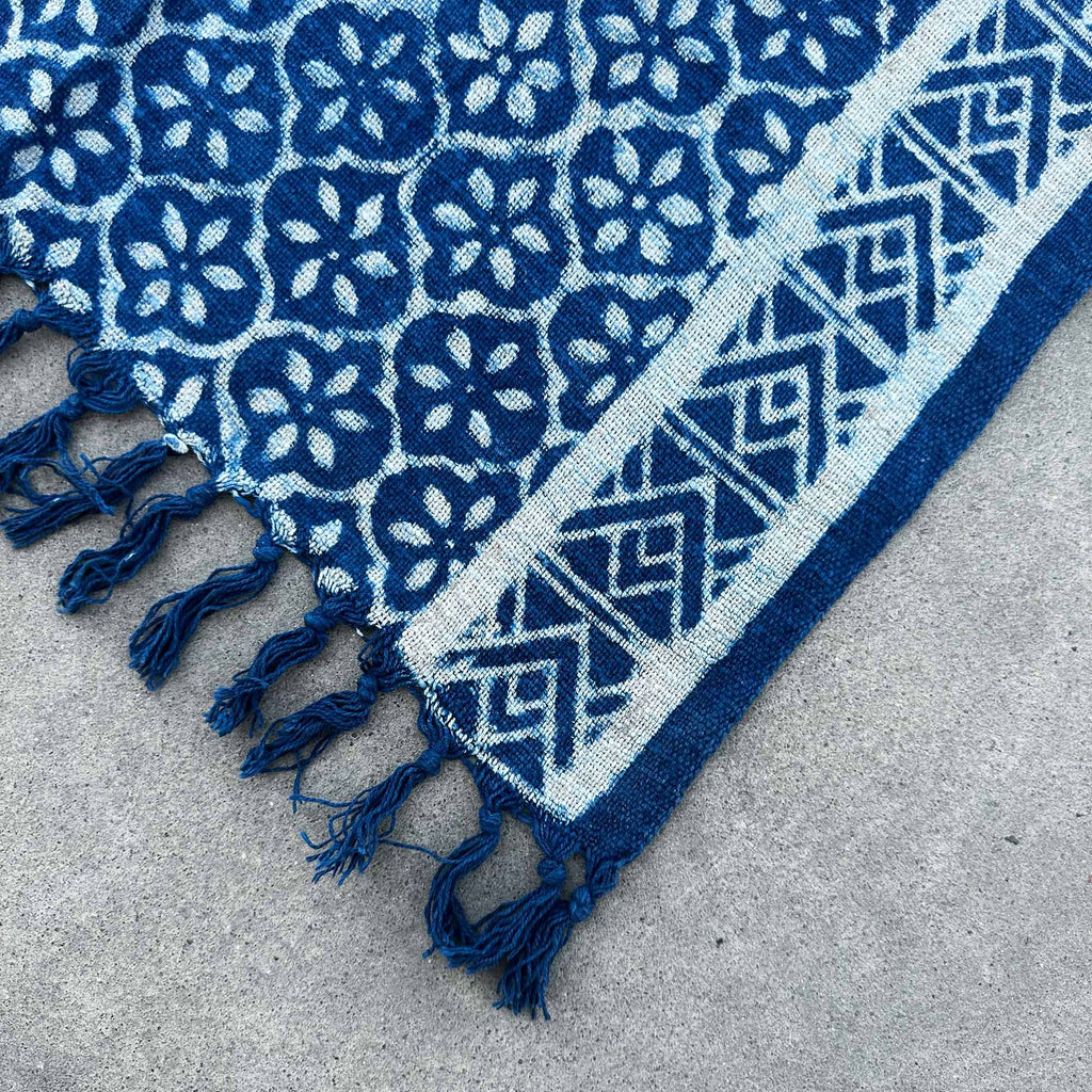 Handmade Indigo Runner - 170x60cm - Madjid Tiles Shades 4 Seasons