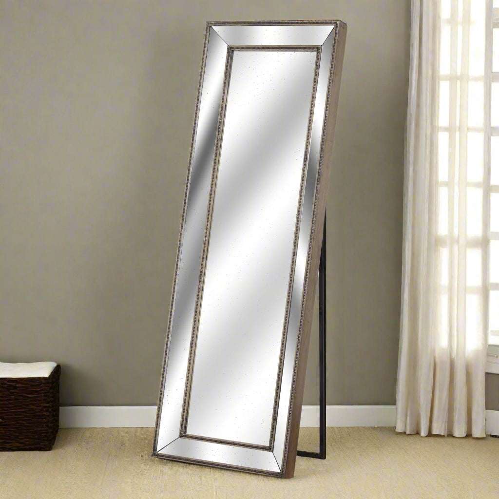 Augustus Tall Cheval Wall Mirror GOLD GLASS Shades 4 Seasons