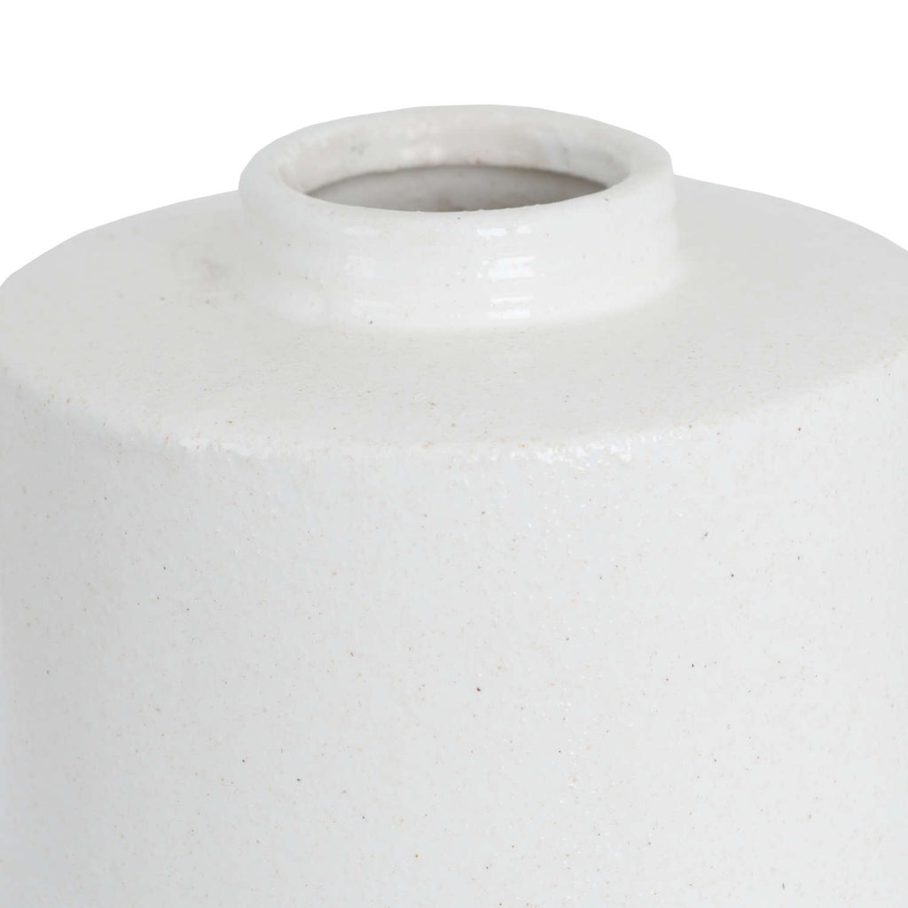 White With Grey Detail Large Cylindrical Ceramic Vase Shades 4 Seasons