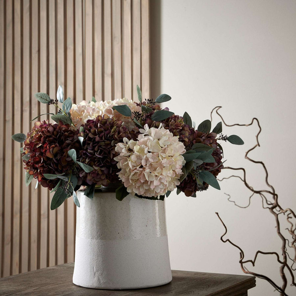 White With Grey Detail Large Cylindrical Ceramic Vase Shades 4 Seasons